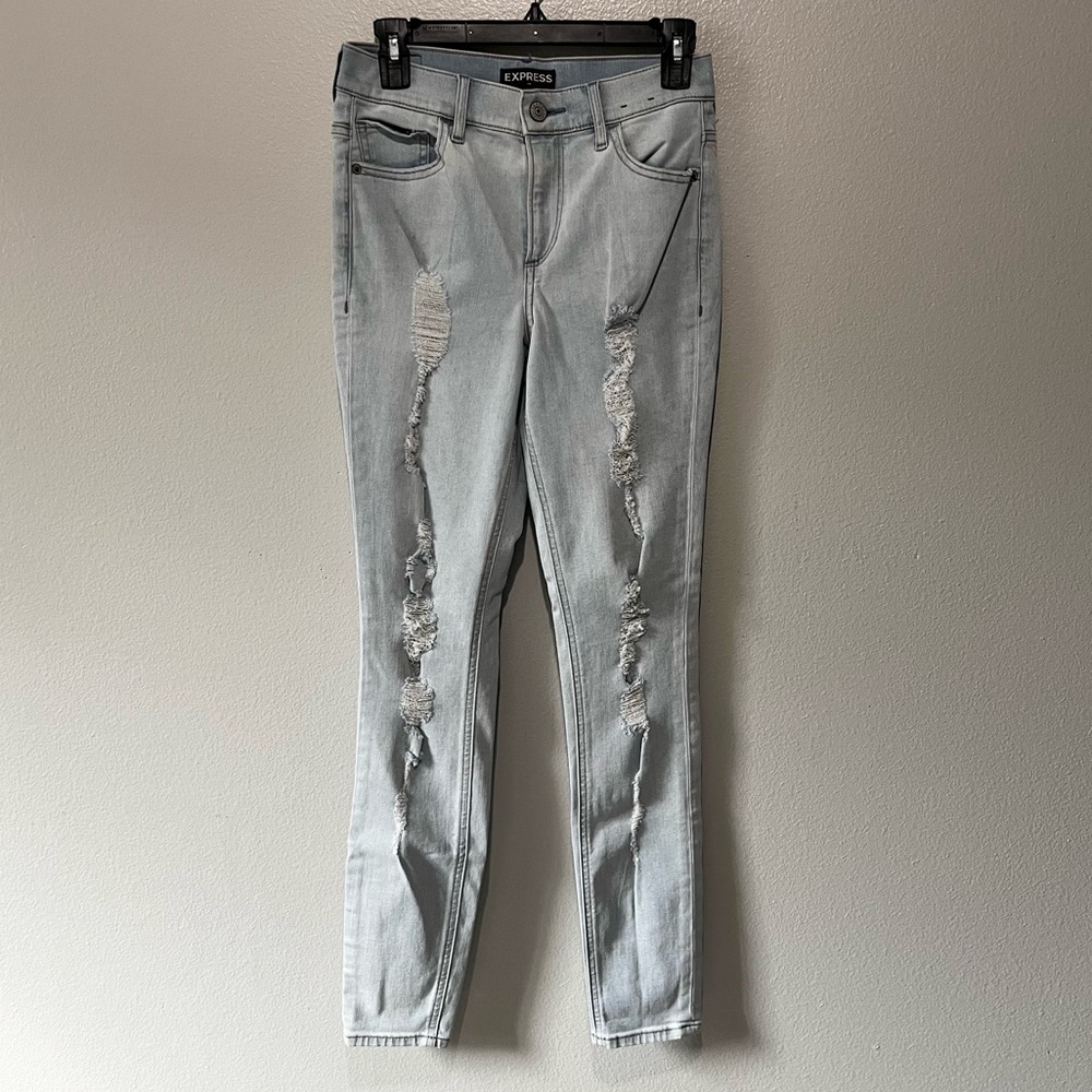 EXPRESS- Light Blue Distressed Jean Legging Size 2